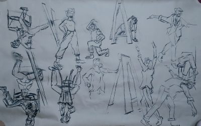 2. Mali akt, Martinjak Nadja, Kroki, oglje, 100 x 64 cm, Mojca Zlokarnik, Nika Zupančič
